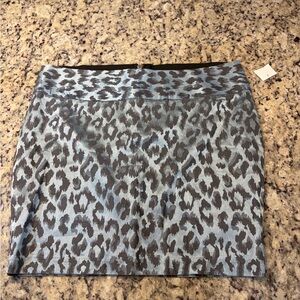 Charlotte Russe Blue and Black Leopard Mini Skirt with Metallic Sheen